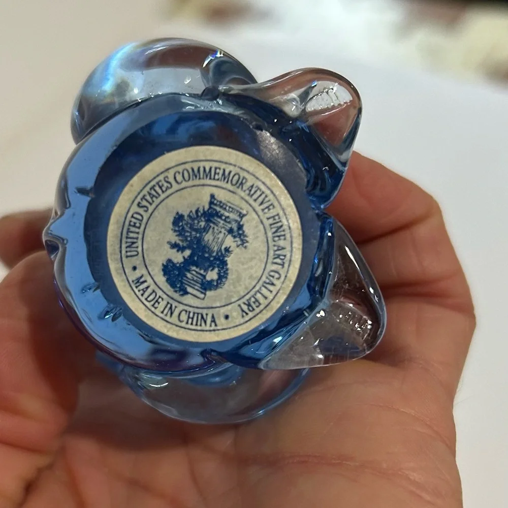 Vintage Light Blue Art Glass Koala‎ Teddy Bear Paperweight 3.5